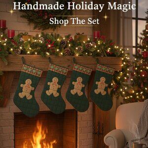 Set of 4 Handmade Gingerbread Family Stocking $59